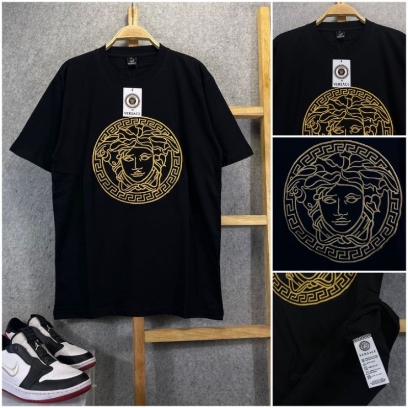 T-shirt kaos versace bordir lengan pendek | baju kaos oblong distro pria dan wanita