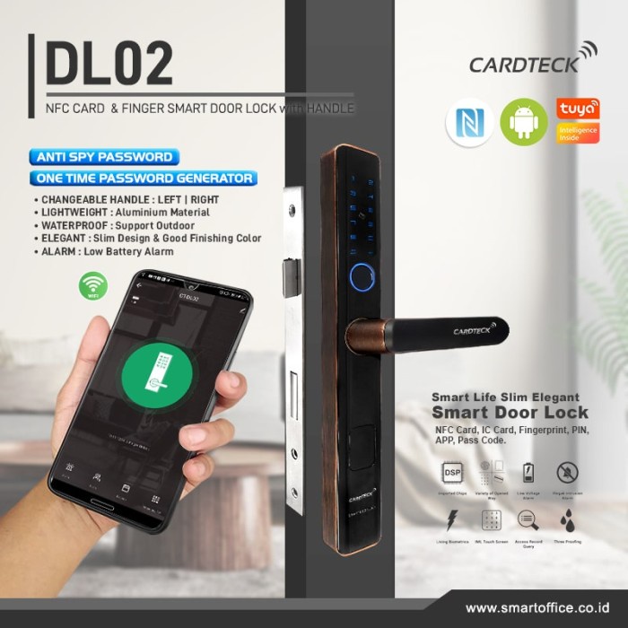 Slim Smart Door Lock Finger&RFID Kunci Digital Pintu Aluminium DL02