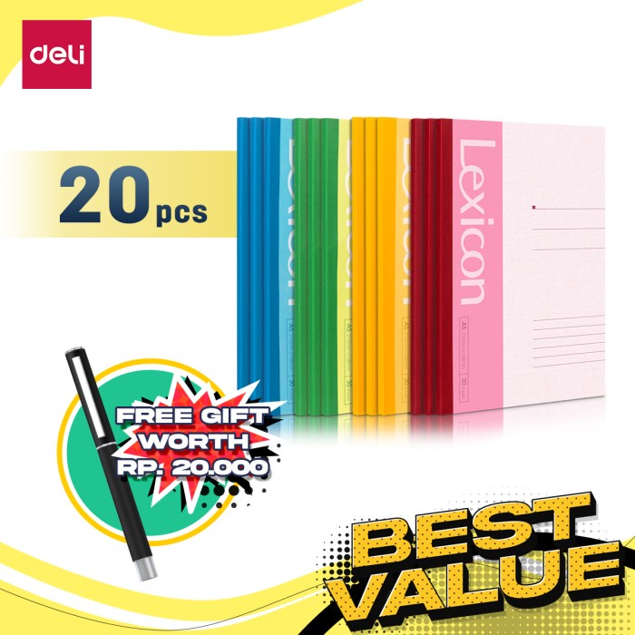 

Sale Deli Combo ATK Ekonomis 20pcs Buku Catatan 30-48lbr Gratis GelPen 795X /BUKU TULIS SEKOLAH/BUKU