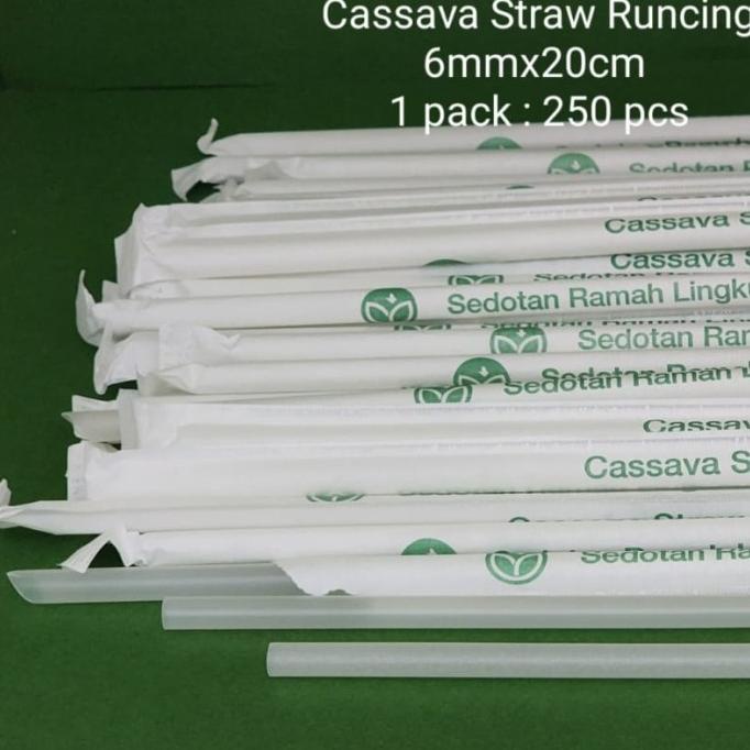 Cassava Straw/Sedotan Cassava Runcing 6mmx20cm Wrap Paper(isi 250pcs)