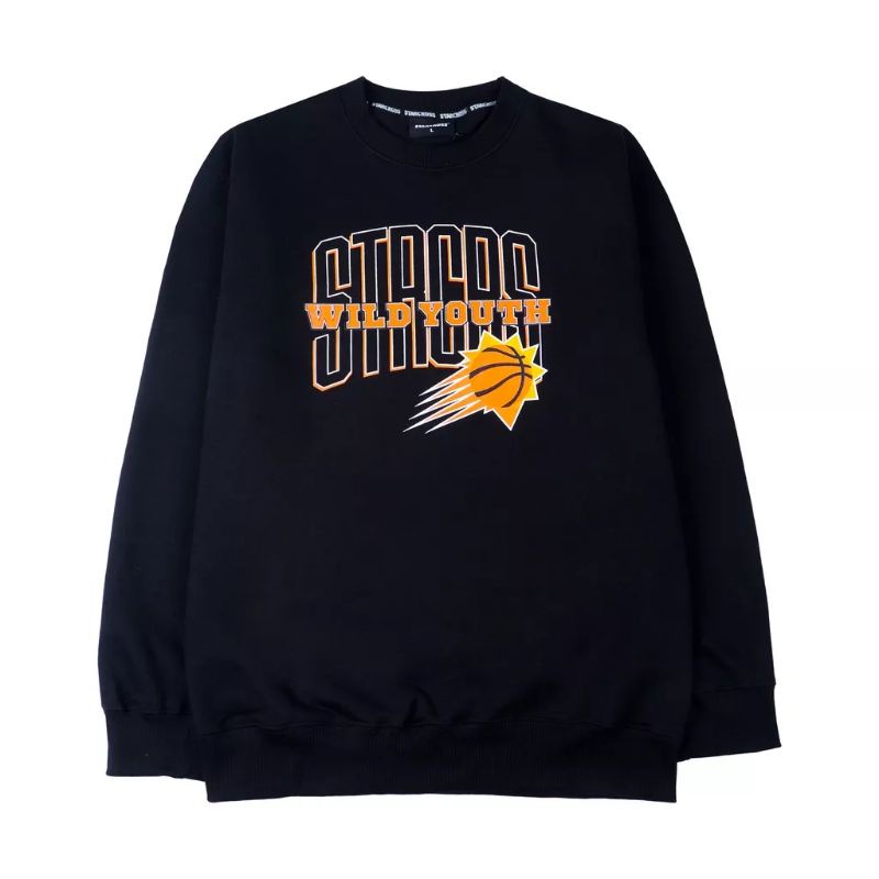 Crewneck Starcross Basket Ball Sweater Hitam Unisex