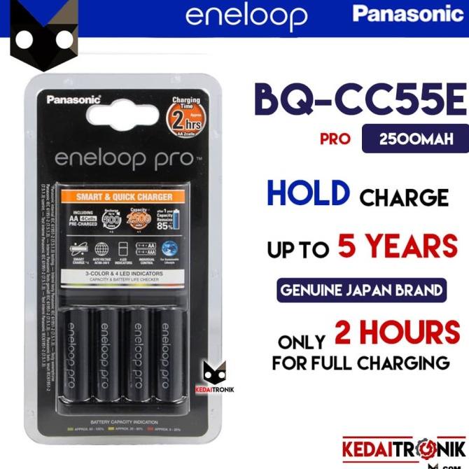 Charger KIT Eneloop PRO Panasonic BQ-CC55E Baterai AA 2500 Quick Fast