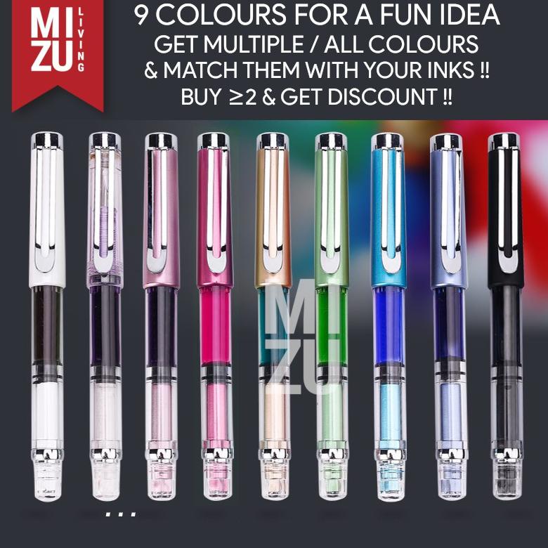 

Termurah Mizu Cristallo Piston Fountain Pen 9 Colours High Ink Capacity Stainless Steel Nib