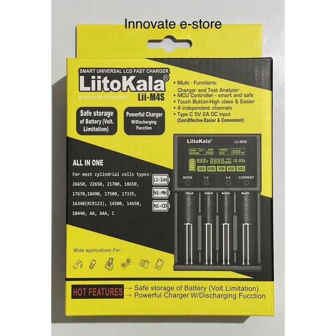 Charger baterai batre 18650 21700 liitokala lii-m4s lii m4s