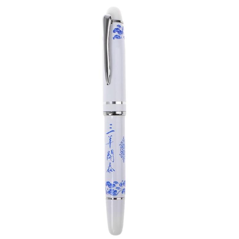 Stat 1pc Pulpen Fountain Pen Medium Nib Bahan Keramik Porselen Warna Hitam Putih