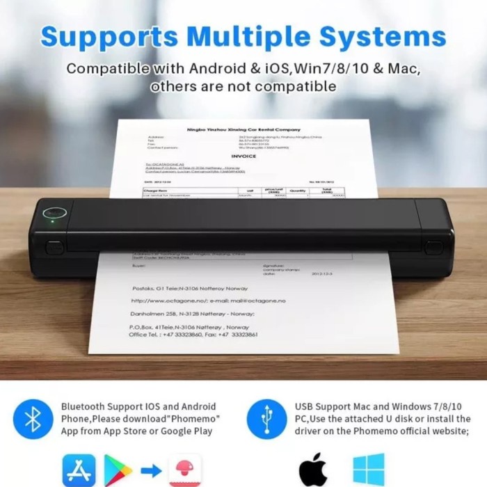 Terlaris Printer Portable A4 Mobile Praktis Thermal Wireless Bluetooth M08F