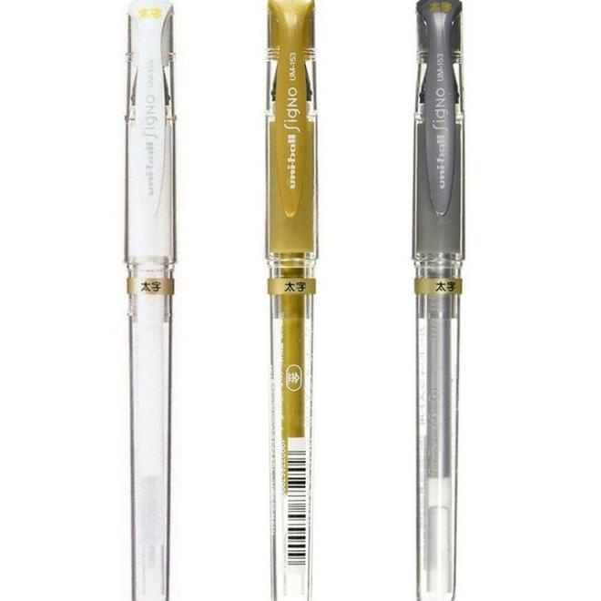 

Promo Habis Pulpen Gel Pen Tinta Emas Perak Putih White Gold Silver Uniball Um-153 1.0 Mm Tebal Medium Rollerball Jepang