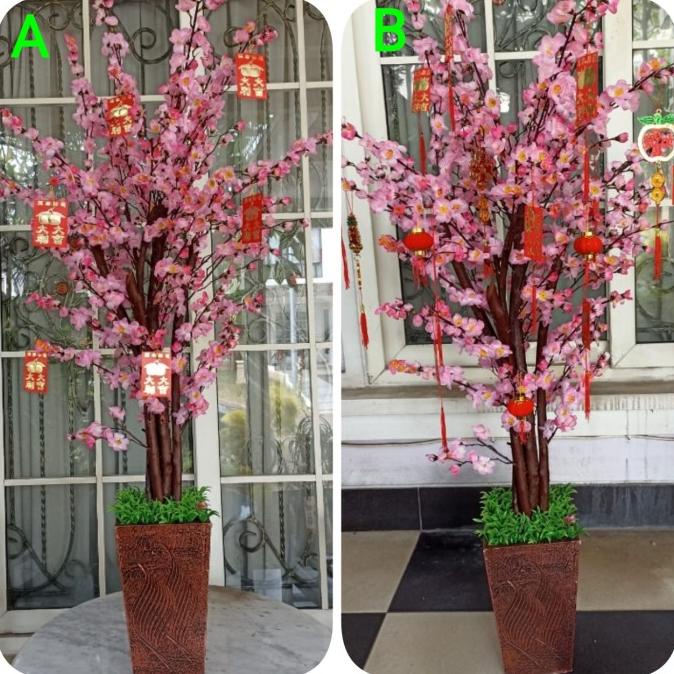 Pohon imlek meihua angpao mehwa besar 145 cm hiasan gantungan angpao