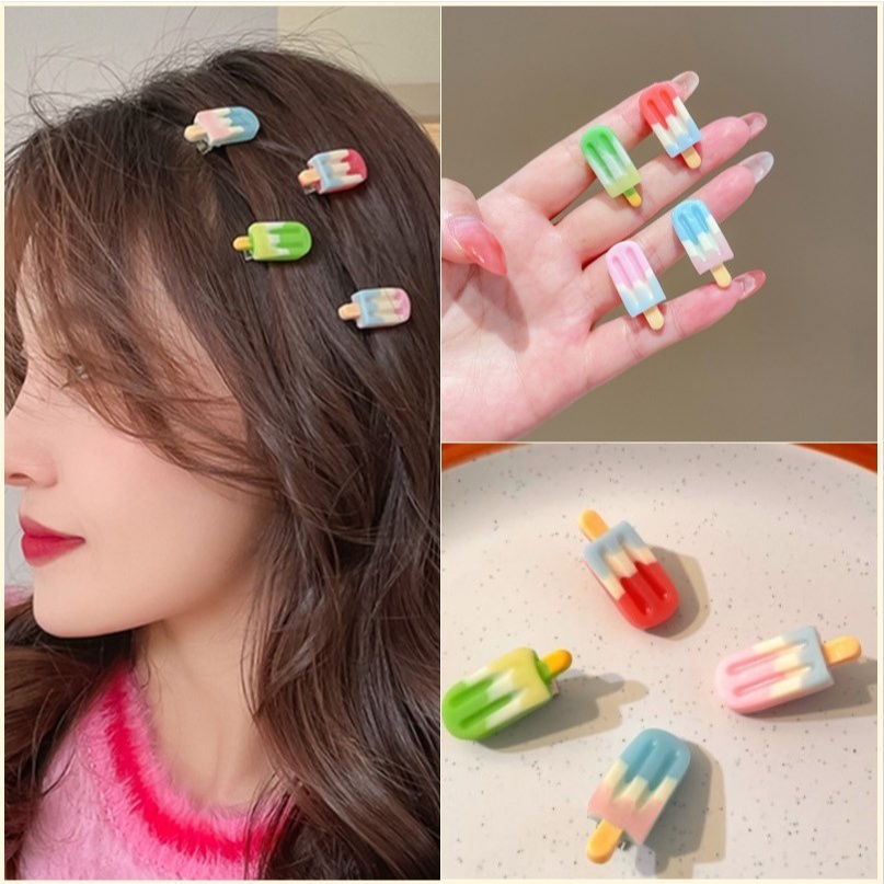 【Bayar di tempat】Jepit Rambut Korea Gaya Sederhana Wanita Manis Lucu colorful ice cream hair clip