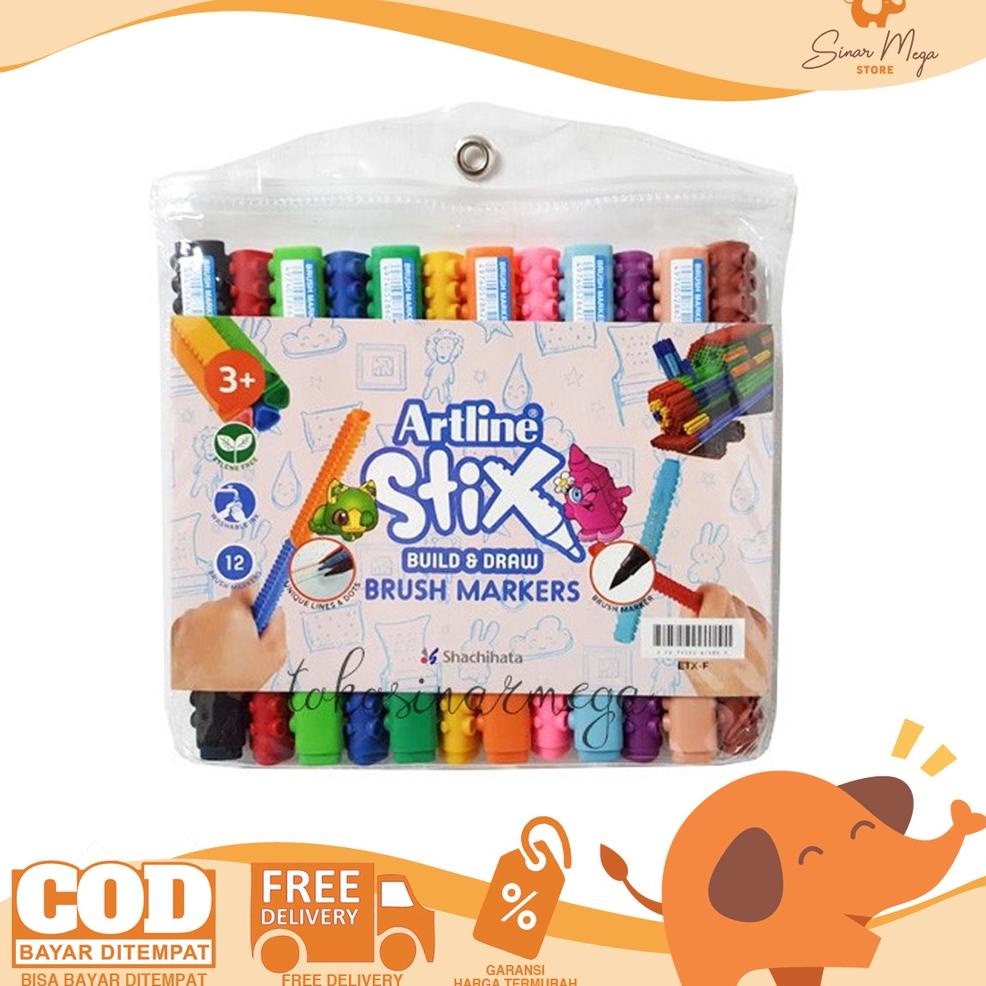 

Cuci Gudang Artline Stix Brush Marker Set Isi 12 / Coloring Brush / Kuas Warna