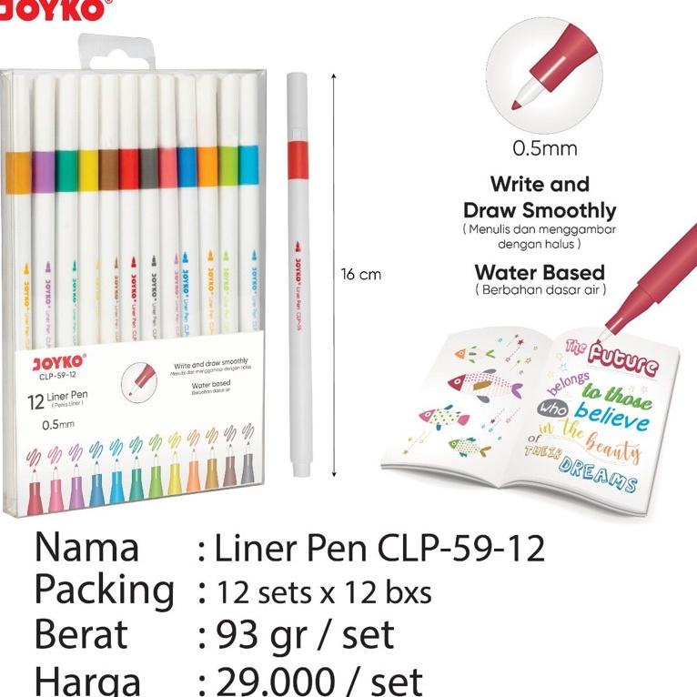 

Diskon Habis Pena / Pulpen 12 Warna / Liner Pen Clp-59-12 Joyko