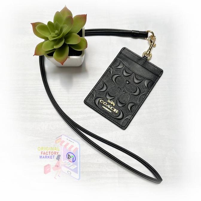 

LANYARD C0ACH 58634 ID LANYARD Signature in Debossed Leather Black