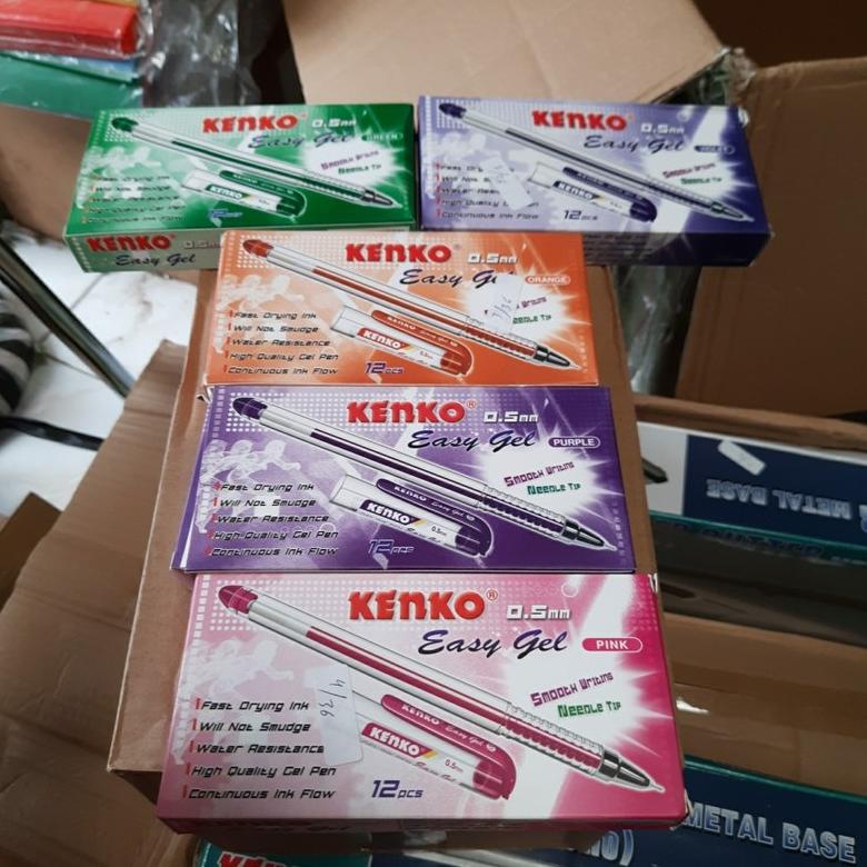 

Terlaris Pulpen Kenko Easy Gel 0,5Mm Warna Hijau Violet Oranye Pink Ungu Bolpoin Ballpoint Gel Pen - 1 Pack Isi 12 Buah