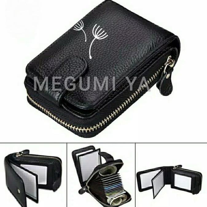 

Dompet ATM Tempat Kartu Kredit Card Holder RFID Bahan Kulit Import