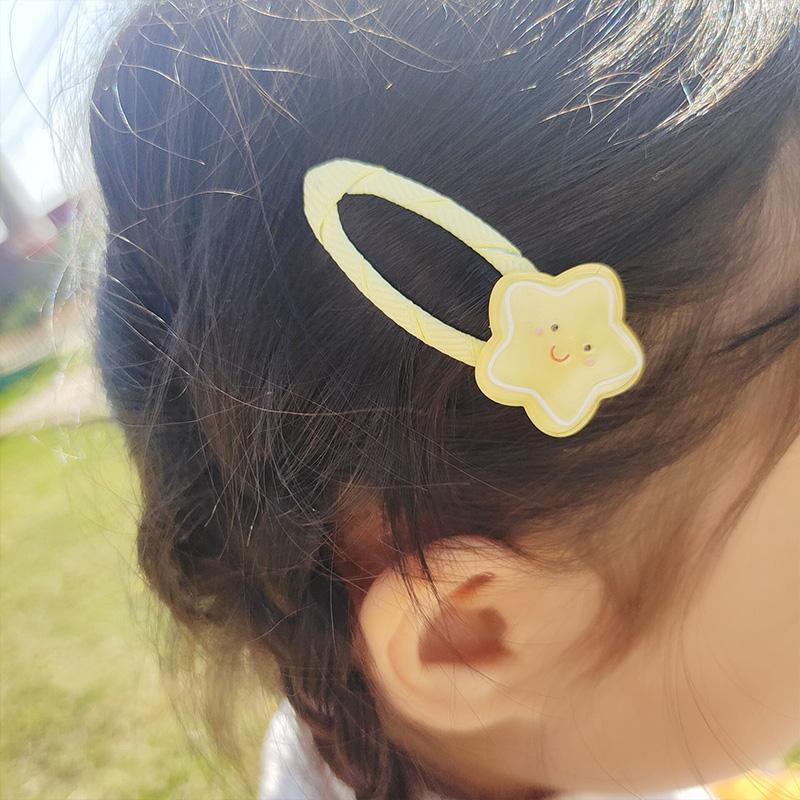 [Olojo.id] Creamy Star Oval Wrap Cloth Hairpin Simple Lovely Girl Bang Hairpin