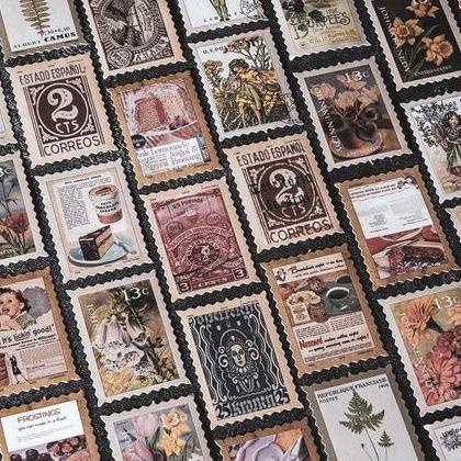 

Trending Little Postman Vintage Stamp Sticker - Stiker Motif Perangko (100Pcs)