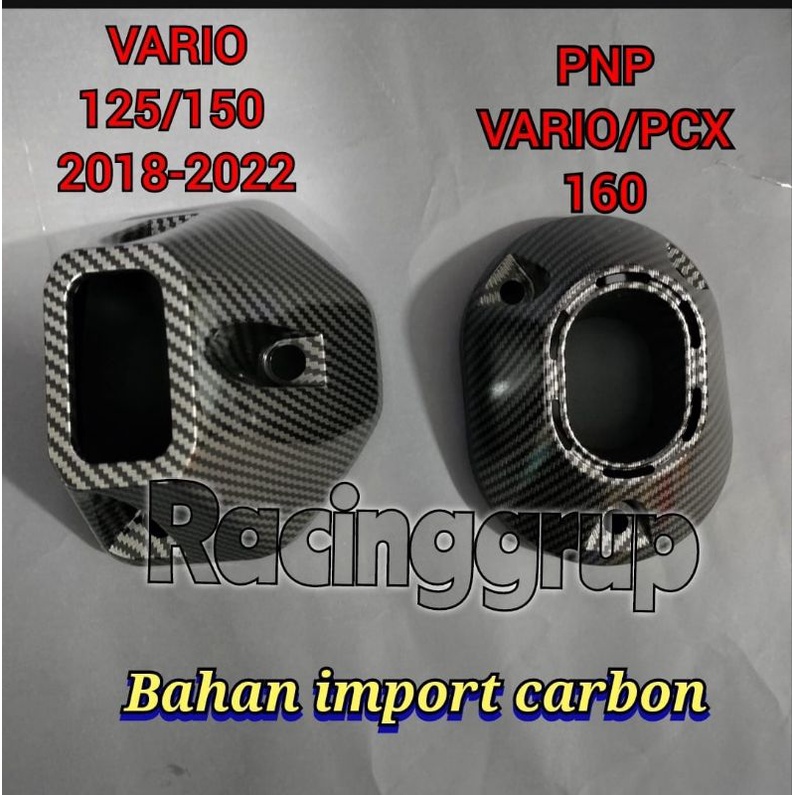 Racinggrup moncong knalpot Vario 125 150 160 carbon / corong knalpot pcx 160 carbon / cover knalpot vario carbon / Vario keyles 125/150 tahun 2018-2022 carbon