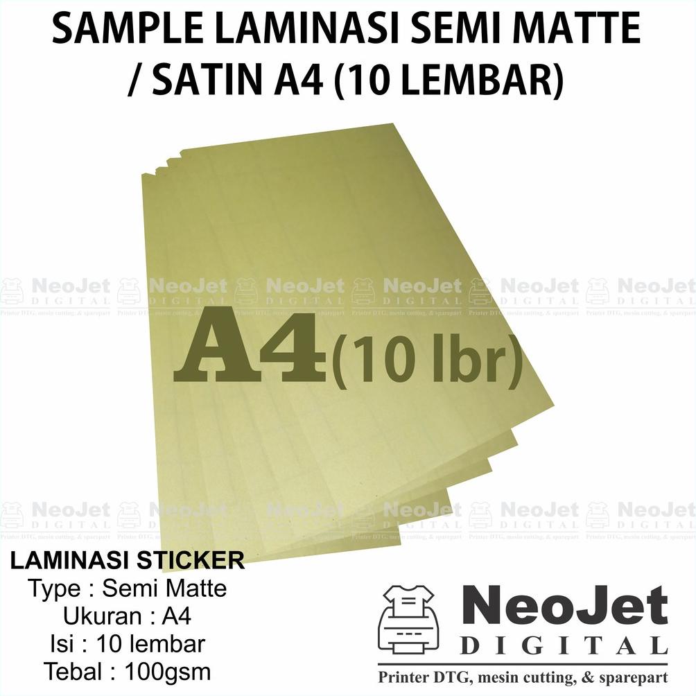 

Promo Habis Sample Laminasi Dingin Semi Matte Mate Satin Vinyl A4 Sampel