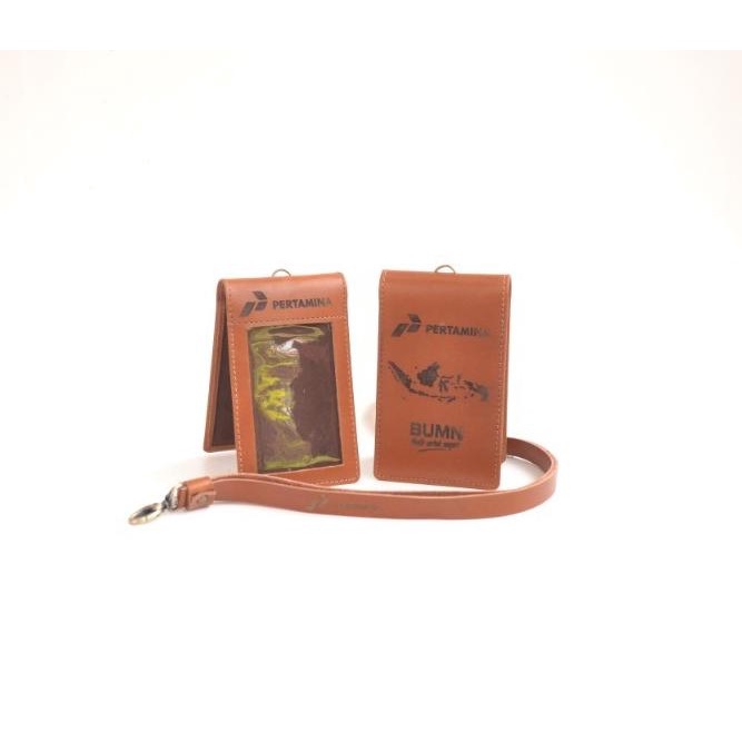 

Name Tag ID Card Holder Logo Pertamina Cokelat Kulit Asli
