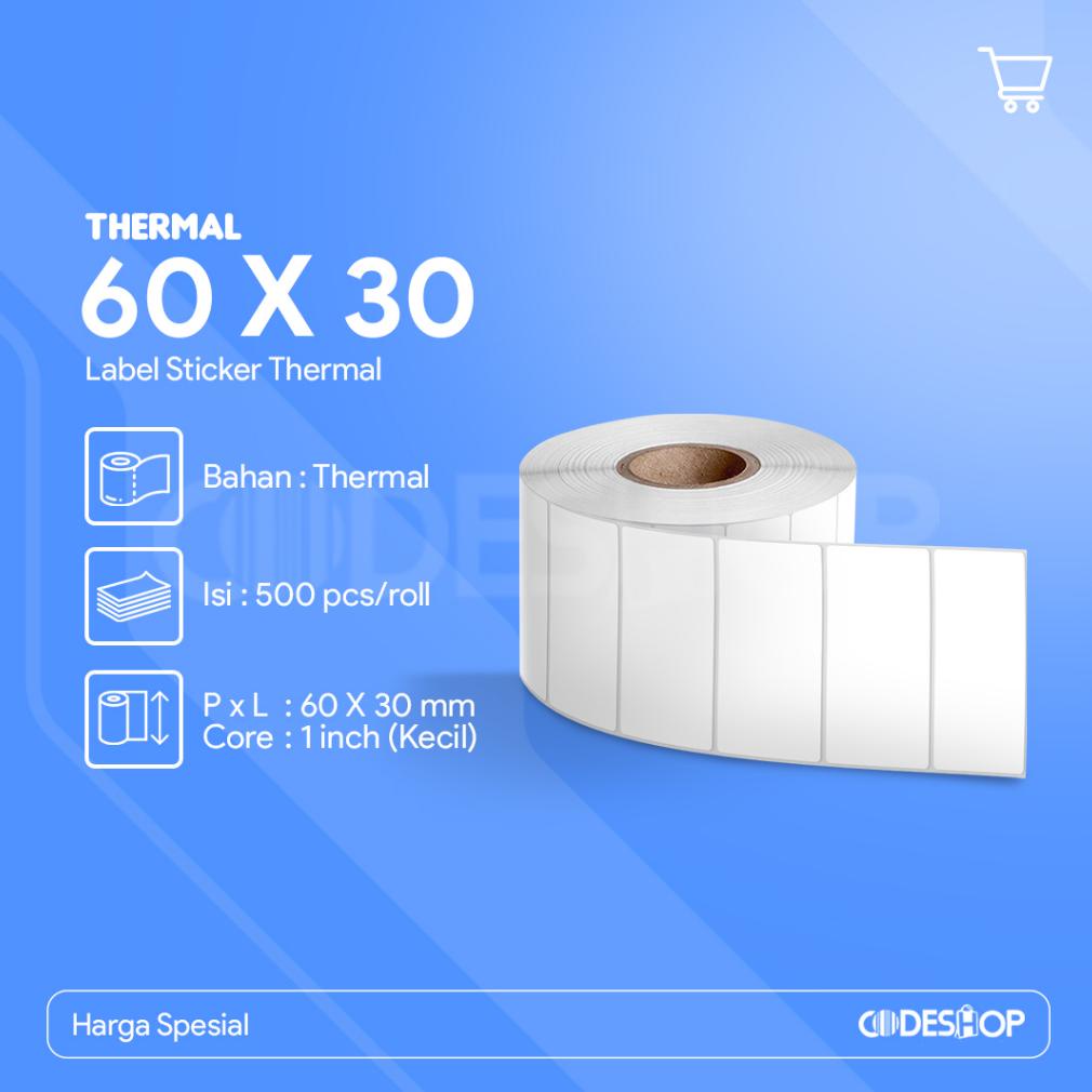 

Promo Habis Codeshop Stiker Label Barcode 60X30Mm Thermal 1 Line 500 Pcs