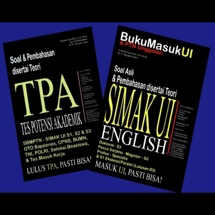 Terlaris Buku Soal & Pembahasan Disertai Teori Simak Ui S-1,S-2,S-3.English