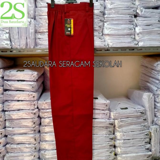 Celana SD Merah Panjang Karet, Seragam Sekolah Celana Sekolah Merah
