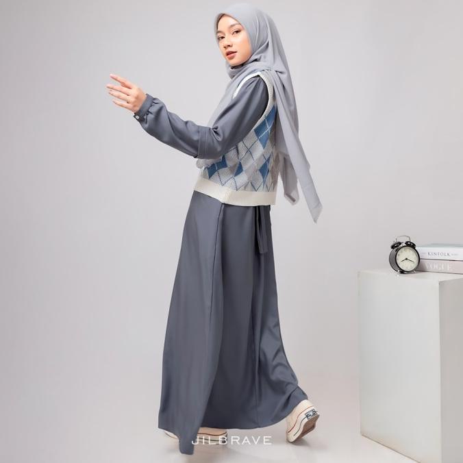 Ivy Dress 3 in 1 Dress Jilbrave Model Smart Outfit Blue Dark Grey