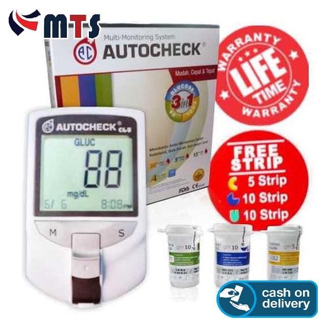 AUTOCHECK ALAT GCU 3 IN 1 Alat Test Gula Kolesterol Asam Urat