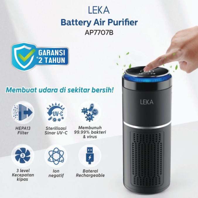 LEKA AP7707 Battery Air Purifier - HEPA13 Filter Sinar UV-C Portable
