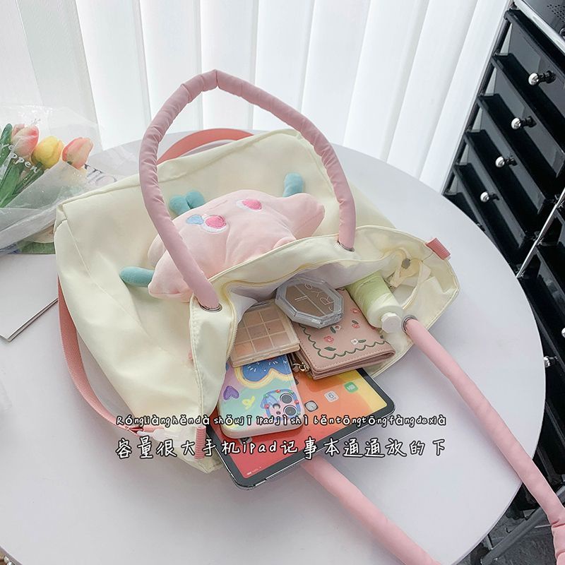 ❀✐❈Sera  Yi Mengling Bintang Yang Sama Tas Kanvas Wanita 2023 Baru Fashion Cute Tote Tas Kapasitas Besar Tas Bahu