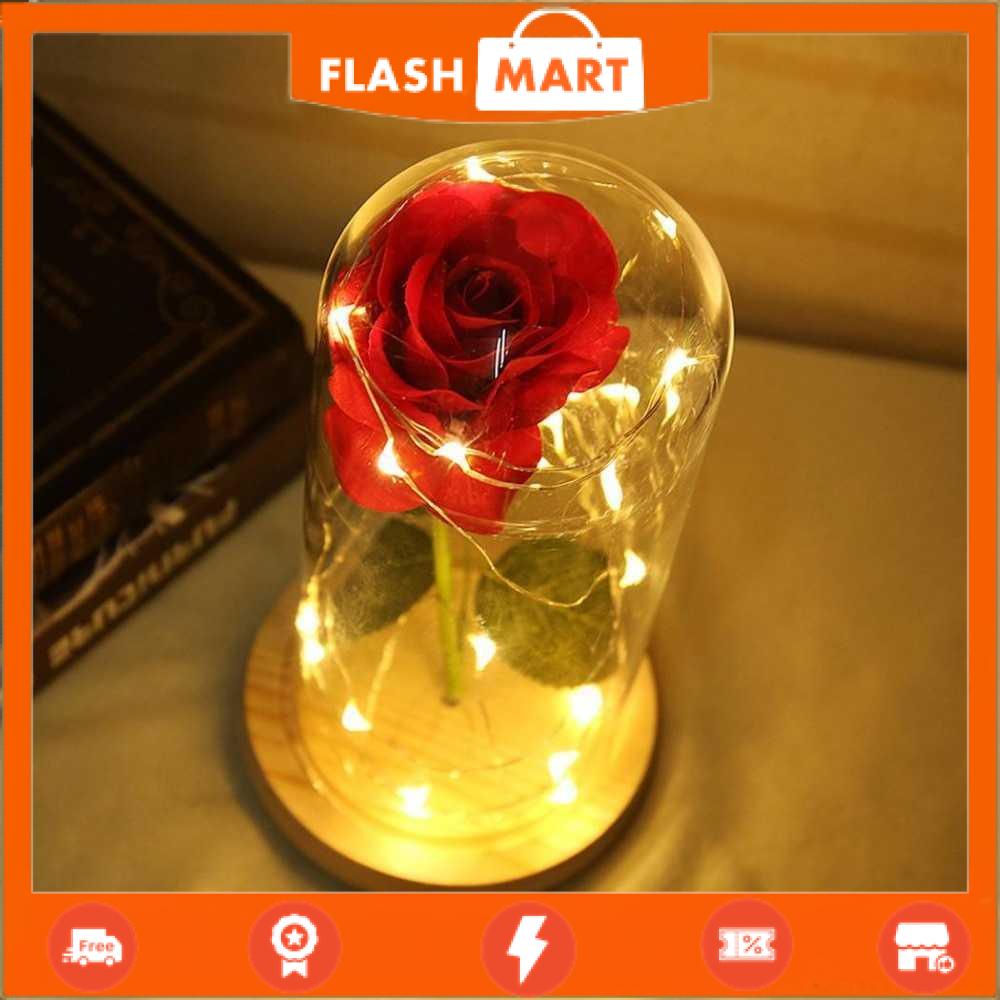 FLASHMART Lampu Meja Hias LED Mawar Beauty &amp; The Beast Warm White - AC01