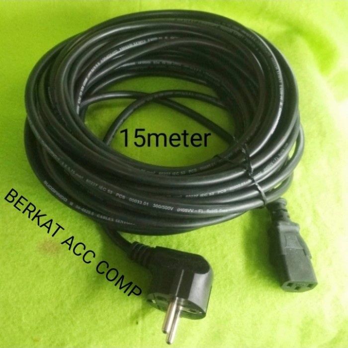 Terlaris Sucofindo/Sentosa. Kabel Power Pc Computer 15 Meter Sni. Hitam