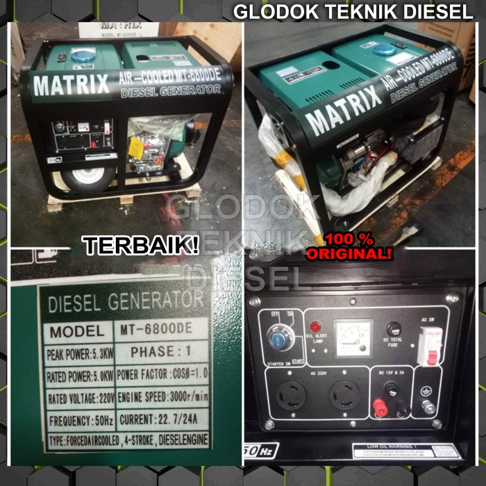 Matrix Genset Diesel 5300 5000 Watt 1 Phase Mt6800De Mt 6800 De Ori #Original