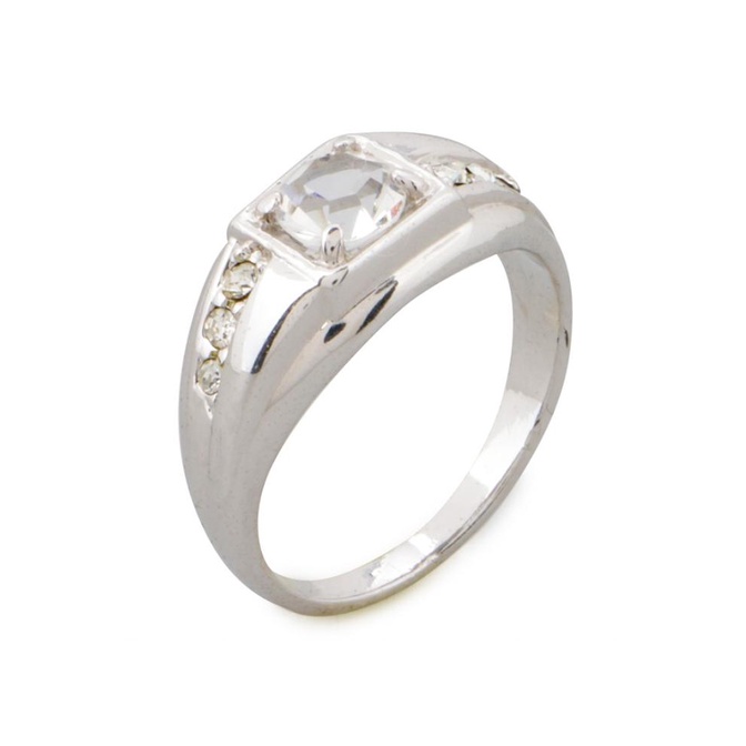 1901 Hijab Cincin Berlian Swarovski Solitaire Pria Silver