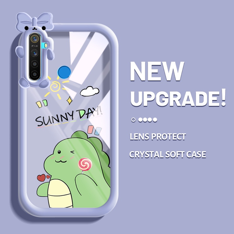 Casing Ponsel untuk Realme 5 5i 5s 6i C3 Narzo 10 10A 20A Casing pola dinosaurus kecil lucu Case pon