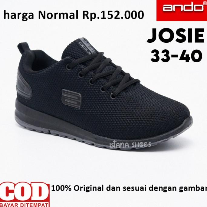 Sepatu Sekolah Anak Laki Laki Perempuan Ando Hitam Polos SD SMP SMA