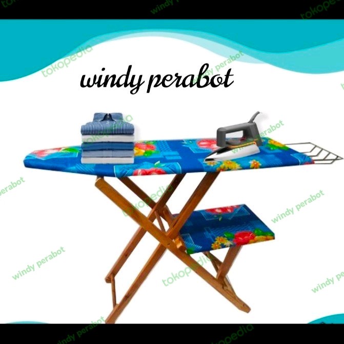 Mehak Meja Setrika Lipat Kayu Serbaguna / Meja Setrika Portable /