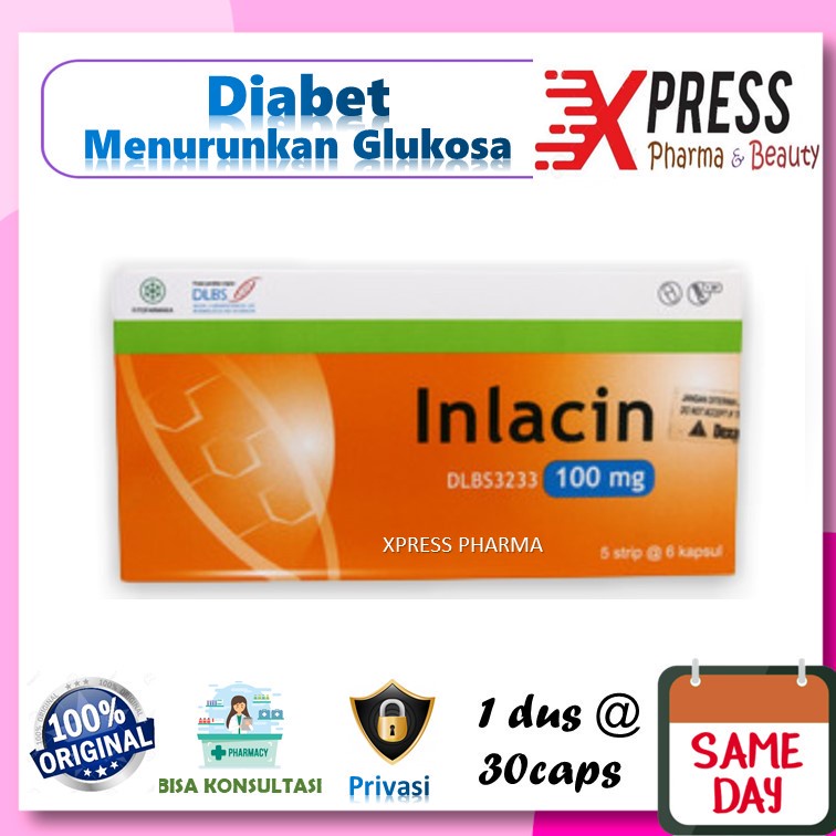 XPRESS  inlacin 100 mg 1 dos 30 caps 100mg obat diabetes diabet Menurunkan kadar Gula