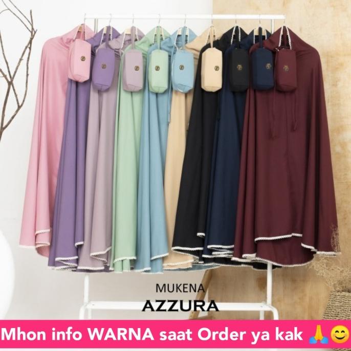 Mukena Dewasa Katun AZZURA 2in1 Polos Traveling 2 in 1 Travel Azura