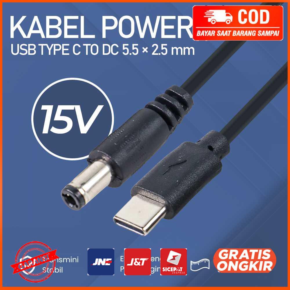 Kabel Power USB Type C to DC 5.5x2.5mm 15V