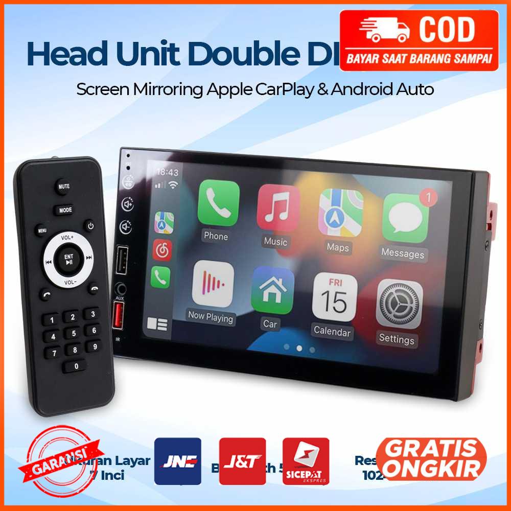 Head Unit CarPlay Double DIN Bluetooth AUX FS03W
