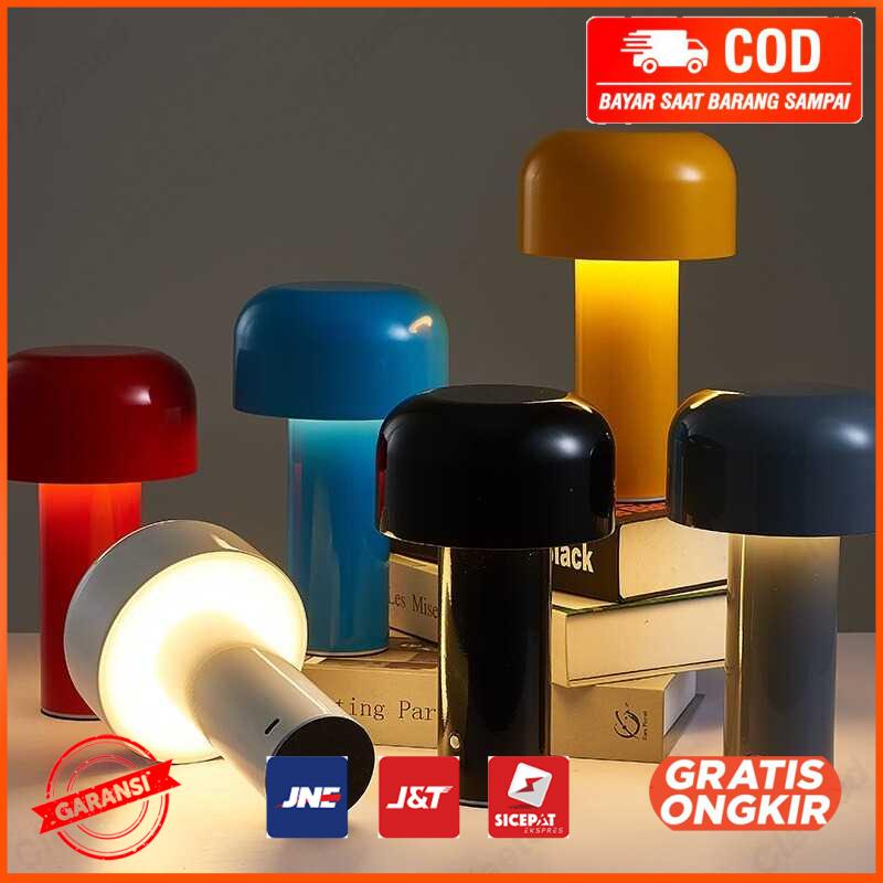 Lampu Meja Hias LED Model Jamur Rechargeable Tri Color Dimming CL44