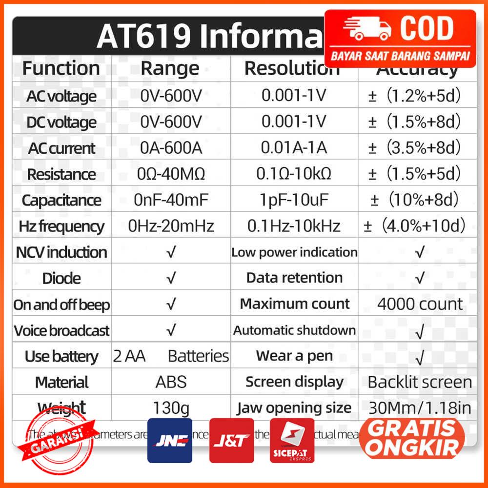 Digital Clamp Meter Voltage Tester Voice Broadcast 4000 Count AT619