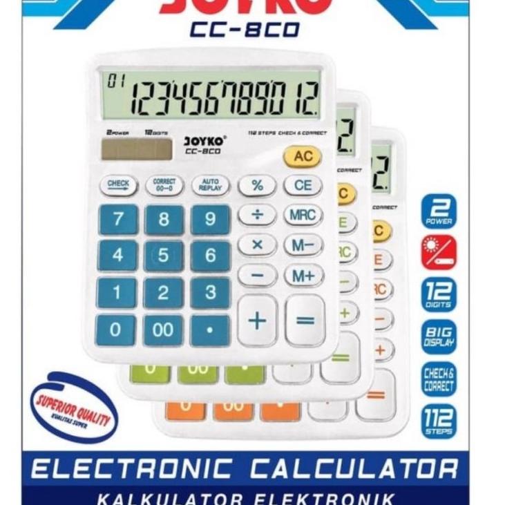 

jvgy -12 KALKULATOR CHECK & CORRECT JOYKO CC-8CO 12 Digits - Calculator Desktop CC8 COLOR 858⍟