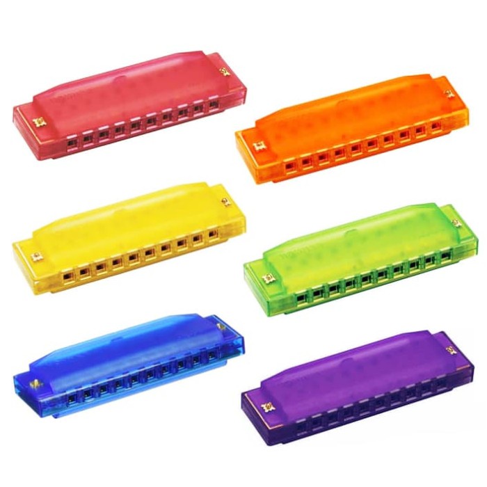 Terlaris Harmonika Hohner Clearly Colorful Harmonica 10 Hole Nada C Hm-H02