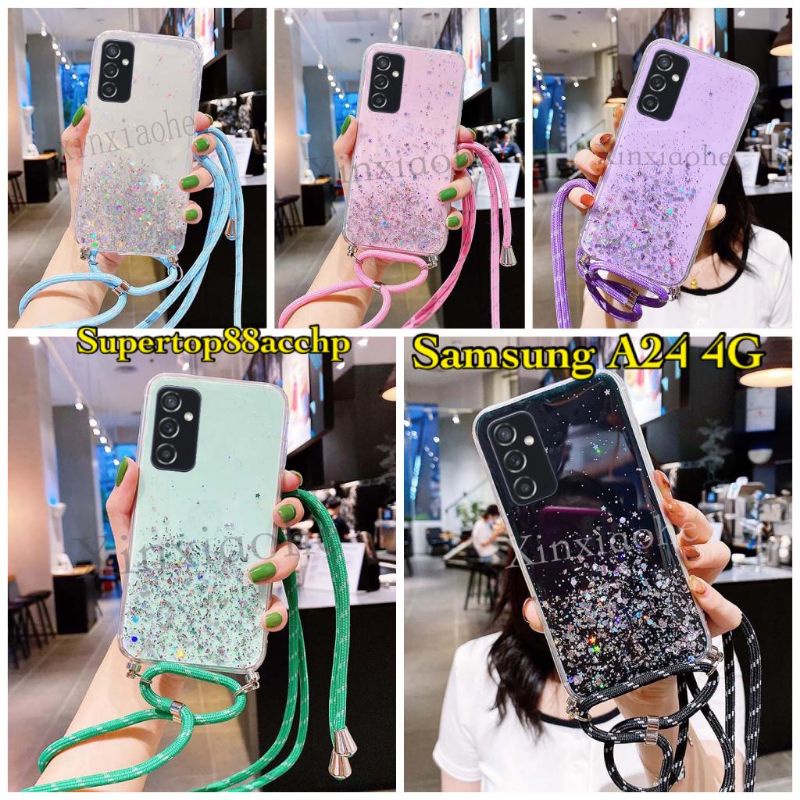 Case Tali Nagita Samsung Galaxy A24 4G/5G Lanyard Glitter Gantungan