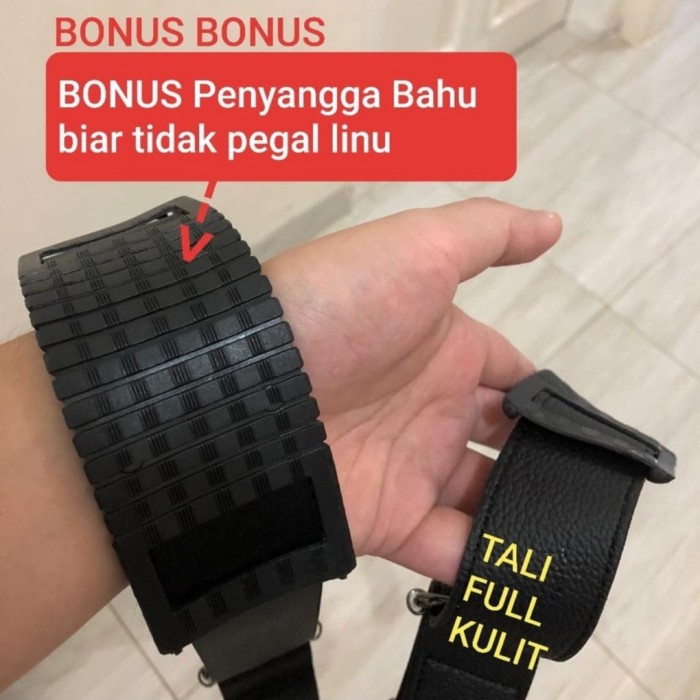 tas selempang pria tali slempang tas kulit pria / tali selempang kulit tas pria hitam - Hitam(Y6C2) 