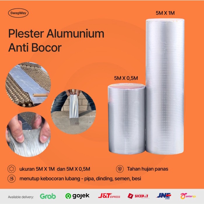 Terlaris Plester Alumunium Karet Butyl Lakban Talang Atap Tape Anti Bocor 50Cm