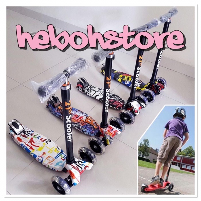 Kickboard Scooter (MOTIF )- Skuter Anak / Otoped Anak Roda 3 TERBARU (Z7J6) Import Ada Tempat Duduk 