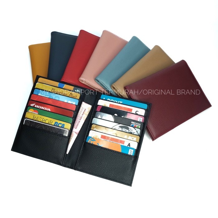 Dompet Pria Dompet Kartu Card Holder Kulit Sintetis 14 Kartu Pria Wanita - Biru Tua(N5C0) dompet koi
